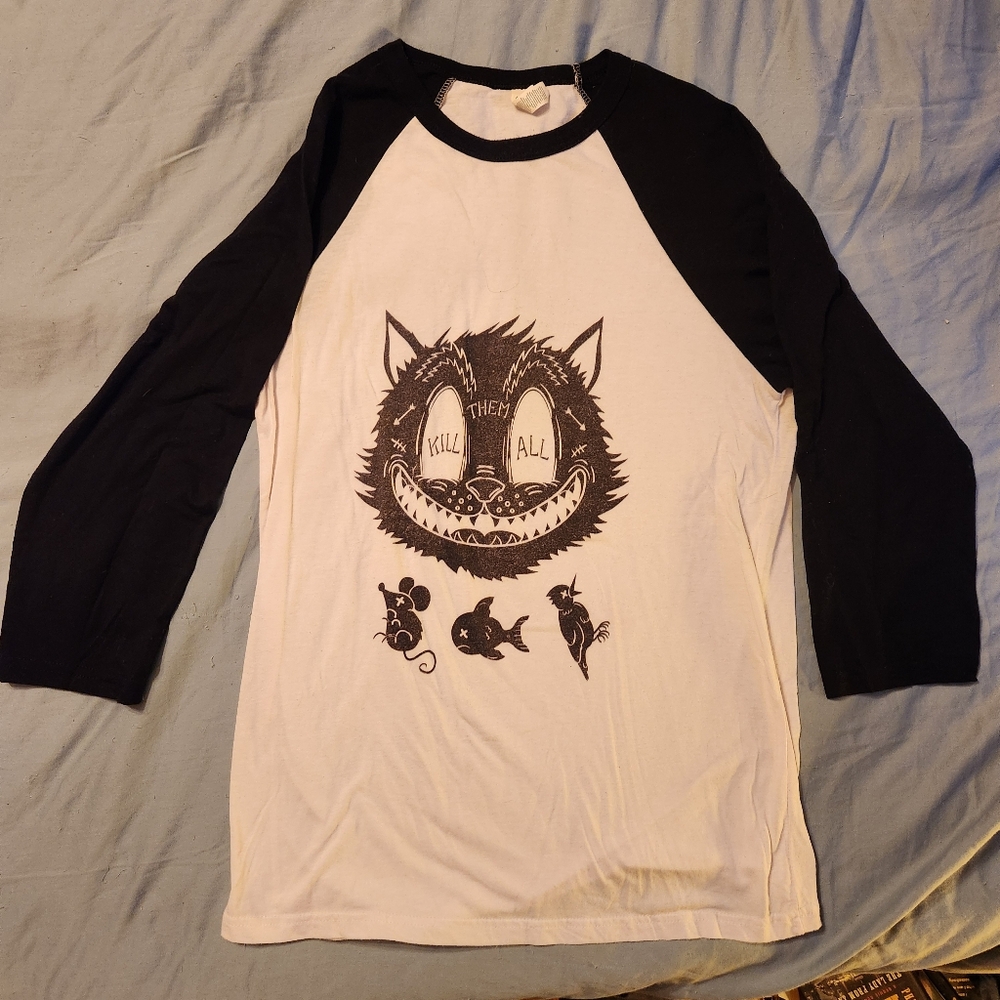 Dark cat humor baseball raglan